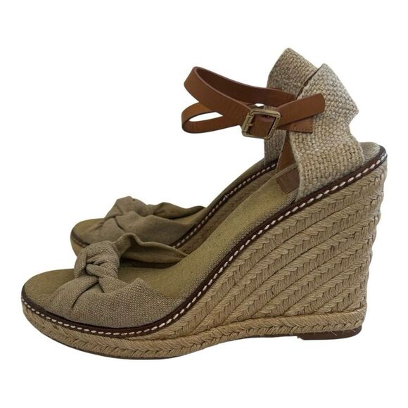 Tory Burch Women's Size 9.5 Macy Linen Espadrille Wedge Sandals - Picture 4 of 9